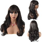 US Long Wavy Fashion Party Wig for Women Premium Synthetic Black Brown Hair 26"