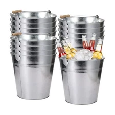 Didaey 12 Pcs Large Galvanized Metal Buckets with Handle 10 Inch Heavy Duty S...