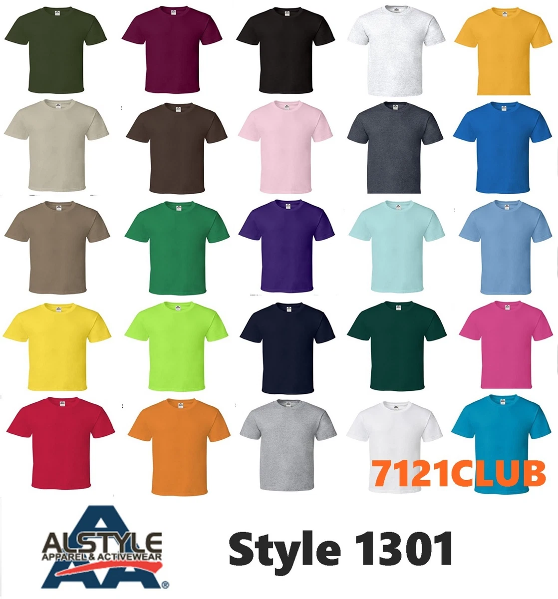 Alstyle Apparel AAA T Shirt 1301 Men s Plain Blank Short Sleeve T Shirts S 5XL