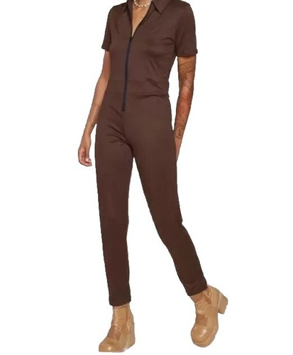 Earthbound Trading Stretch Strick Reißverschluss Braun Overall Damen Gr. XL Neu mit Etikett - Bild 1 von 12