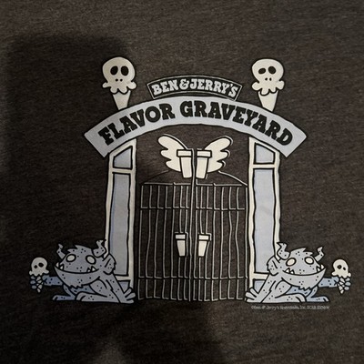 Rare Ben & Jerry s Ice Cream Flavor Graveyard Cemetery 2018 Shirt Small Gray New