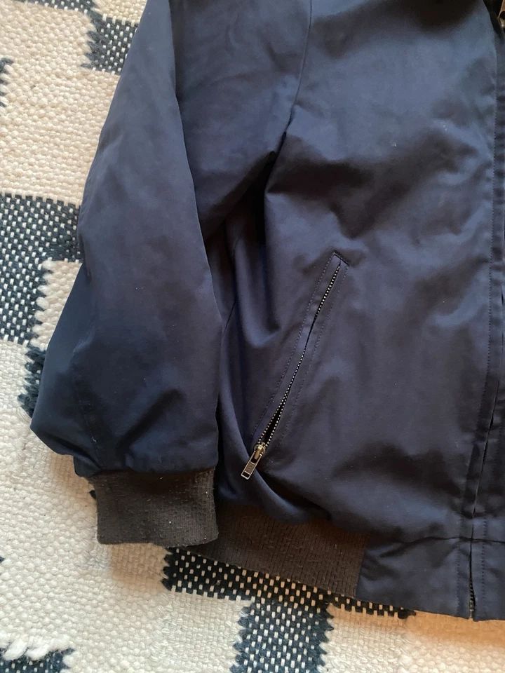 Bonpoint Paris Kids Bomber Jacket Coat Navy Blue 12A Fur Colar Trim - Image 3 of 4