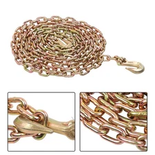 5/16''x20' Tow Chain with Grab Hooks 4900lbs G80 Transport Logging Binder Chain