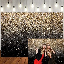 7x5ft Black Gold Glitter Backdrop Birthday Party, New Year Wedding Photo Booth