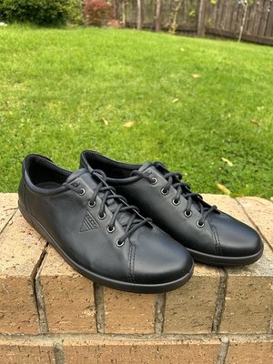 Ecco weiche flache schwarze Damen-Freizeitschuhe UK9-9,5 EU43 einen Tag getragen