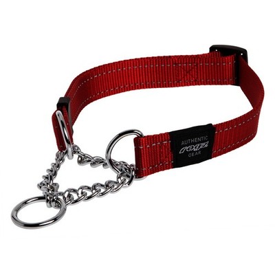 Rogz Utility Large 3/4-Inch Reflective Fanbelt Obedience Half-Check Dog Collar