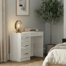 High Gloss Dressing Table Modern 3 Drawer Computer Desk Makeup Vanity Bedroom