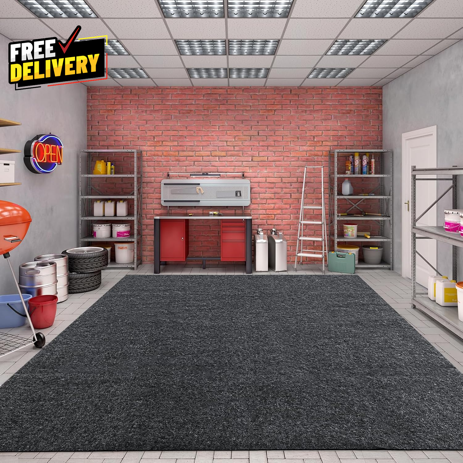 Garage Floor Mat 8.8x22ft Extra Large Absorbent Oil Spill Parking Rug Washable