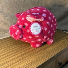 Hucha Jumbo de Peluche FAB NY Magenta Rosa Suave Soporte para Dinero Lunares Nueva