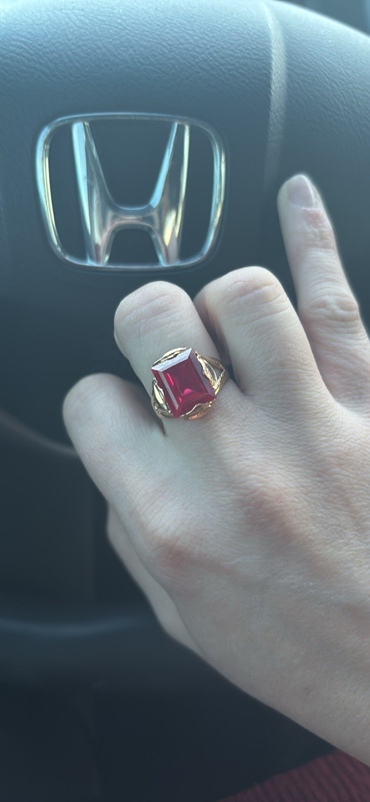 1940s 18k Gold Lab Created Ruby Ring - image 1
