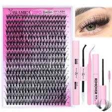 Eyelash Extension Kit 320Pcs Lash Clusters D Curly 9-16Mm Mix 40D Individual Las