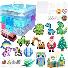 11000 Pieces 5mm Fuse Beads Kit, 20 Colors Iron Bead Craft Set with Pegboard, St