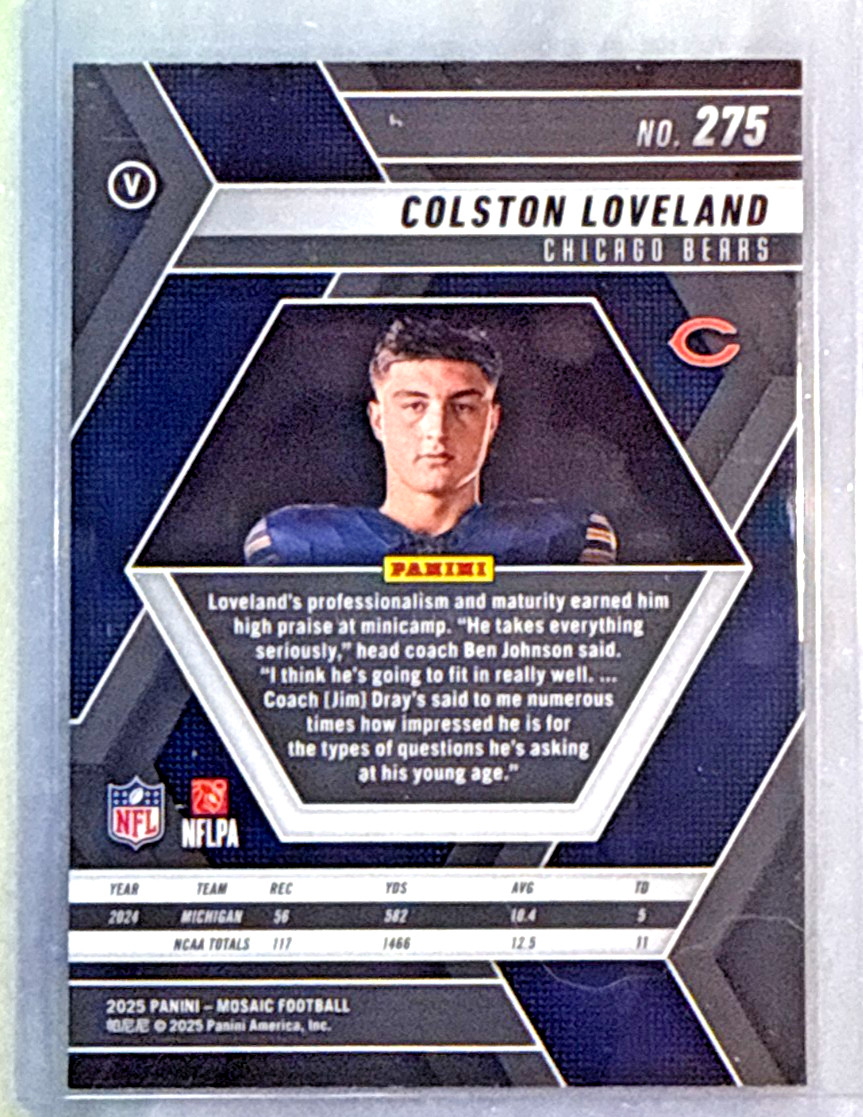 Colston Loveland 2025 Panini Mosaic Image Variation Rookie Card-#275 Bears RC