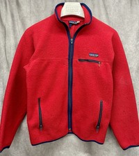 VINTAGE PATAGONIA SYNCHILLA FLEECE JACKET FULL ZIP RED BLUE 90S USA MADE SMALL