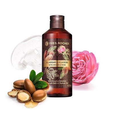 Yves Rocher Sensual Bath & Shower Gel Argan Rose Petals Moisturizing 13.5 fl.oz.