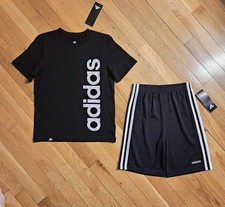 NEW ADIDAS Little Boy Tee  Short Set, Black sz 6 
