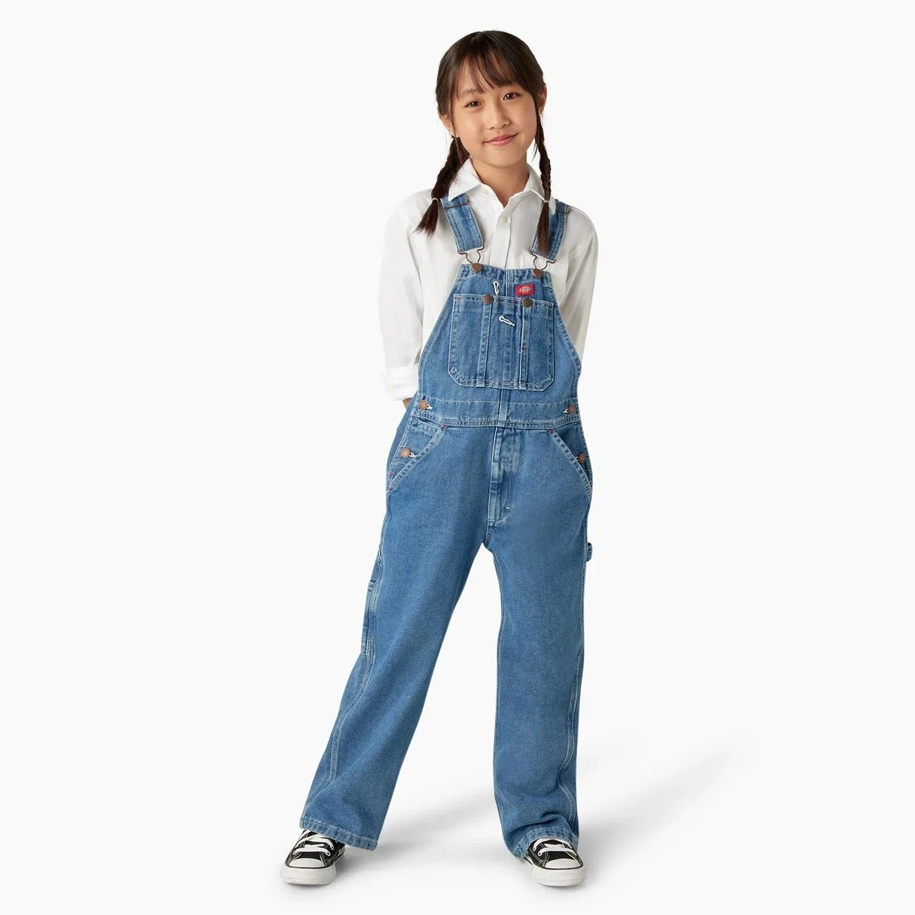 Dickies Kids Denim Overalls Small Medium Wash Outdoors Casual Jean Romper
