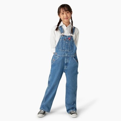 Dickies Kids Denim Overalls Small Medium Wash Outdoors Casual Jean Romper