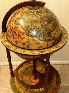 VINTAGE OLD WORLD GLOBE BAR ZODIAC ROLLING BAR EXCELLENT CONDITION MADE IN ITALY
