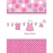 Amscan It�'s A Baby Girl Paper Love Party Table CoverOne Size Pink/White  SG2508