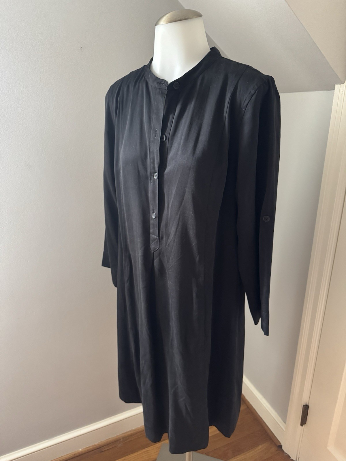 Women’s Eileen Fisher Solid Black Pullover Dress … - image 3