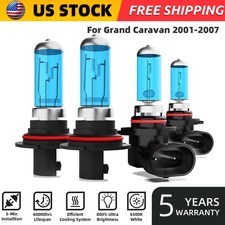 For Dodge Grand Caravan 2001-2007 Halogen Headlight Hi/Lo+Fog Light Bulbs Combo