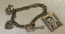 Vintage 1956 Elvis Presley Charm Bracelet Photo Frame, Guitar, Heart & Hound Dog