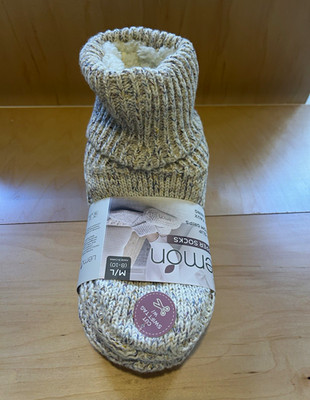 Lemon Women's Slipper Socks M/L (US 8-10) Non-Slip Faux Fur Lined