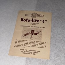 Vintage 1950s Roto-Lite Model 1404 Instruction Manual Lighting Accessory