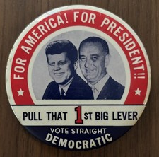 Rare Vintage 1960 JFK John F Kennedy Political Campaign Pin-back Button