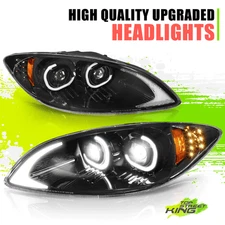 Full LED C-Halo Headlight Lamps for International Harvester ProStar 09-18 Black