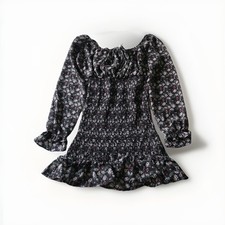 Vine & Valley Black Ditsy Floral Smoked Long ...