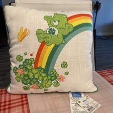 Vintage CARE BEAR Throw Pillow Good Luck Bear