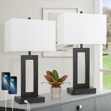 TOBUSA Touch Control (Set of 2) Modern Table Lamps w/ USB ports *NEW*