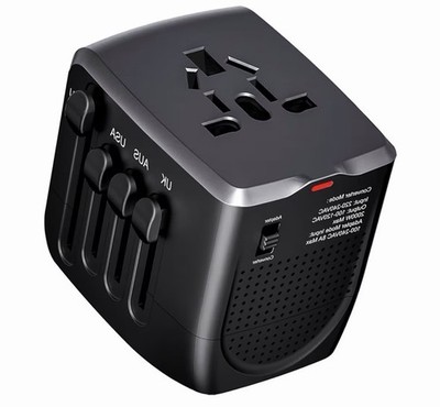 International Travel Adapter Voltage Converter to Step Down 230V to 120V Black