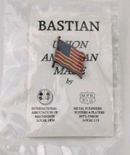 American Flag Pin Back Bastian Union American Made Local 1838 & 113 Sealed 