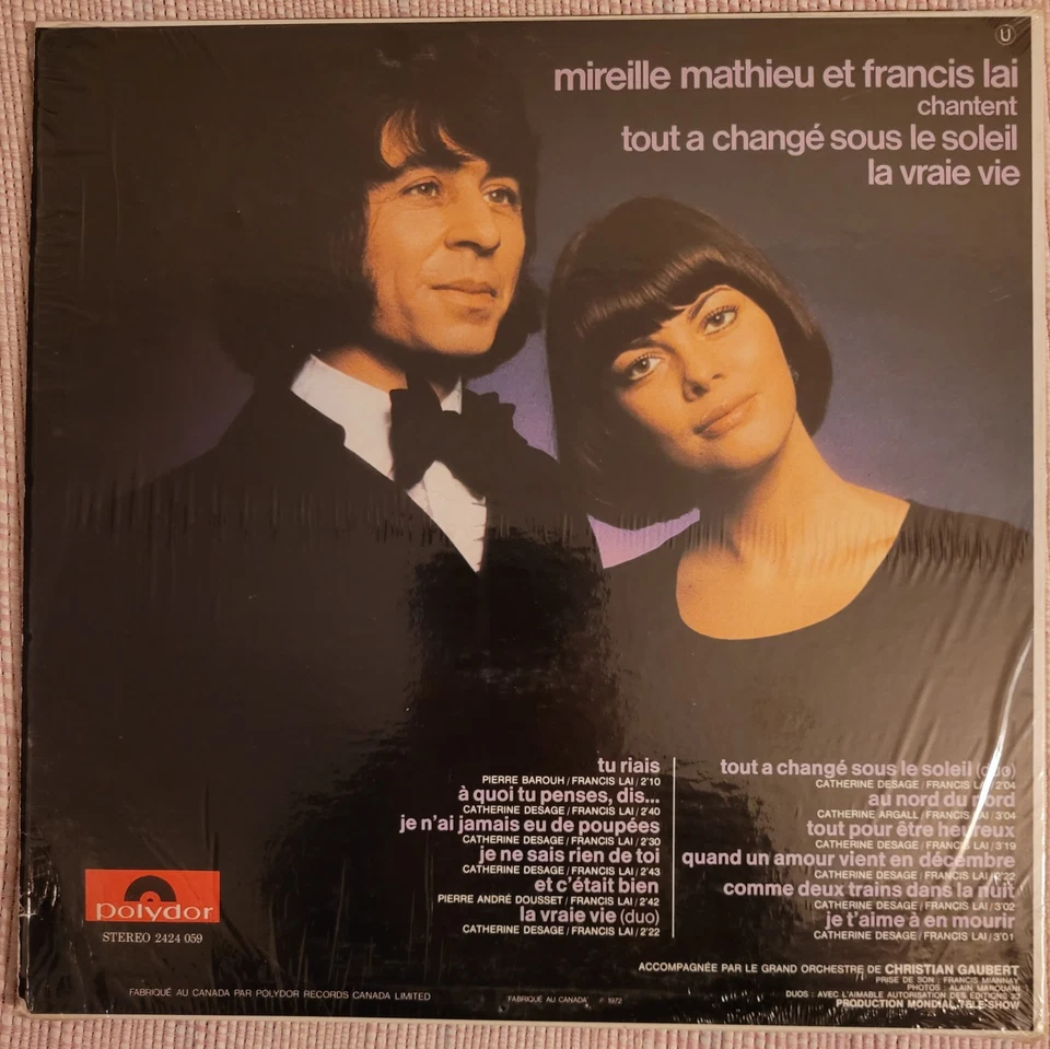 MIREILLE MATHIEU -CHANTE FRANCIS LAI- 1972 CANADIAN LP CHANSON - Image 2 of 4