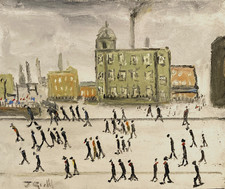 "Playing Football" signed oil on board northern interest