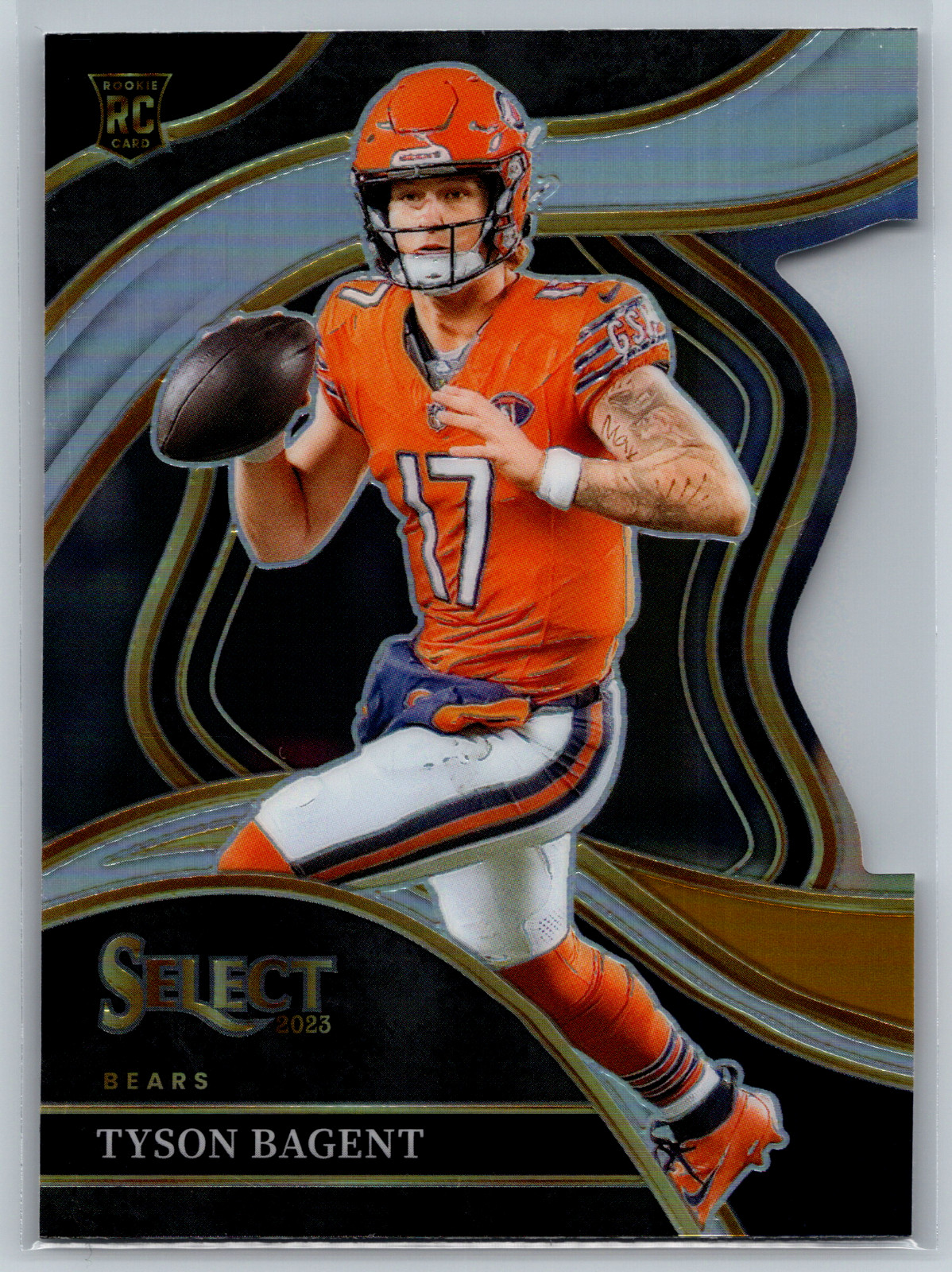 Tyson Bagent 2023 Panini Select Black Gold Prizm Die-Cut Rookie #208 Bears