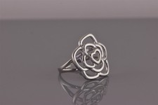Sterling Silver Stacked Hearts Flower Openwork Band Ring 925 Sz: 7