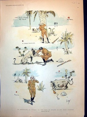 Alter antiker Druck Androcles heute Löwendornpfote geholfen isst Helfer 1894 19.