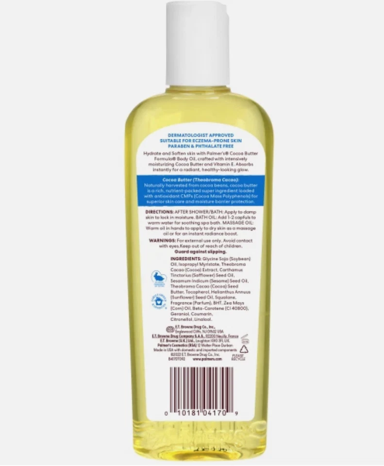 Aceite corporal hidratante fórmula de manteca de cacao Palmer's 4170 8,5 oz Foto 4 de 4