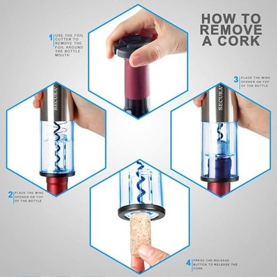 SECURA ELECTRIC WINE BOTTLE OPENER BATTERY POWERED WINE -  STAINLESS STEEL