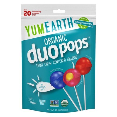 YumEarth Organic Duo Pops, Lollipops with 20 Count (Pack of 1), Assorted