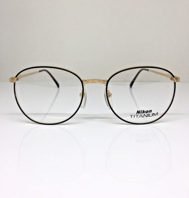 New Vintage Nikon Titanium NK 4317 Eyeglasses C. Black & Gold 56mm