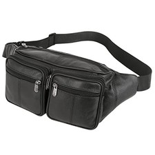Genuine Leather Fanny Pack/Waist Bag/Organizer with Adjustable Belt, Multiple...