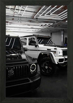 Brabus G-Wagen schwarz-weiß gerahmtes Wandbild Poster Leinwanddruck Bild
