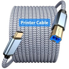 10FT USB B to USB C Printer Cable for HP/Canon Connect to Computer