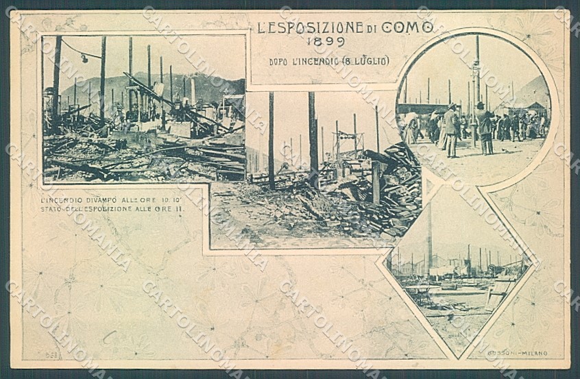 Como Città Esposizione 1899 Dopo Incendio cartolina JK4789