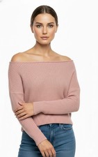 Womens Ladies  Off Shoulder Jumper Knitted Slash Neck Oversized Crop Sweater Top